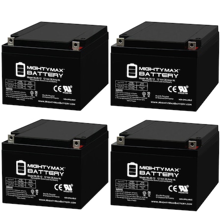 12V 26AH Replacement Battery for POWER-SONIC 12260 12260NB - 4 Pack